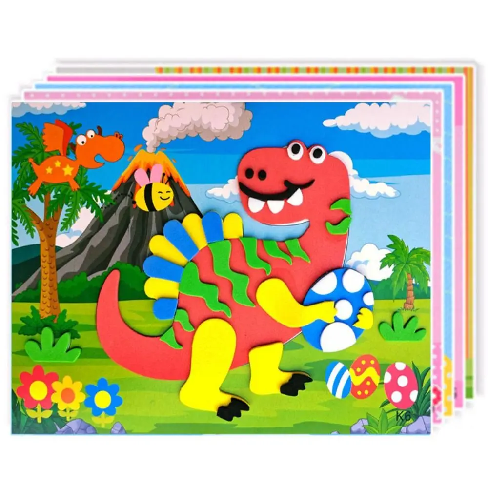 

10PCS Creative Cartoon Animal DIY EVA Foam Sticker Toy Handmade 3D Puzzle EVA Foam DIY Toys for Children