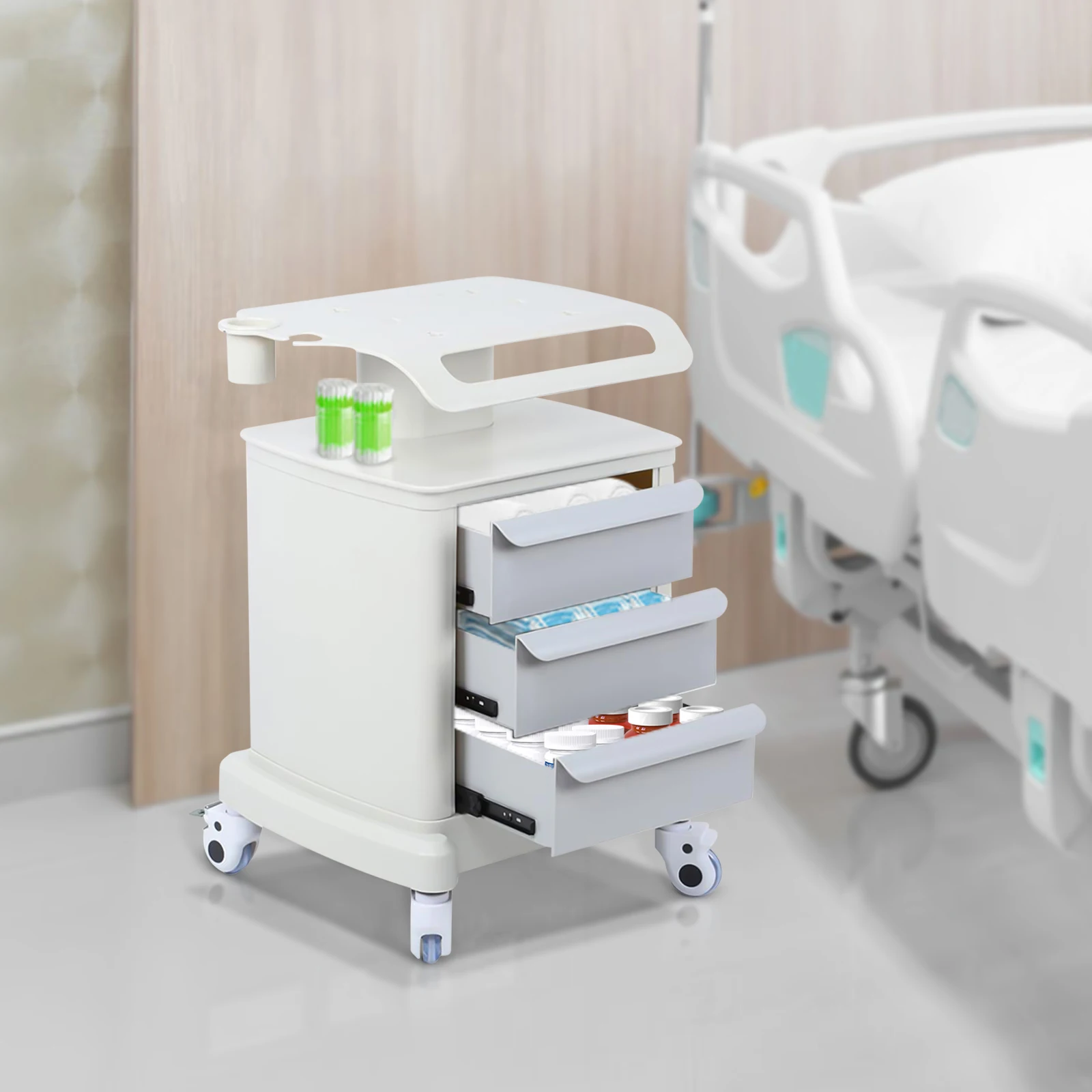 Salon Trolley Mobile Ultrasound Cart Drawer Storage Massage Tattoo Facials for Spa,Beauty Shop,Hospital Imaging Scanner Medical