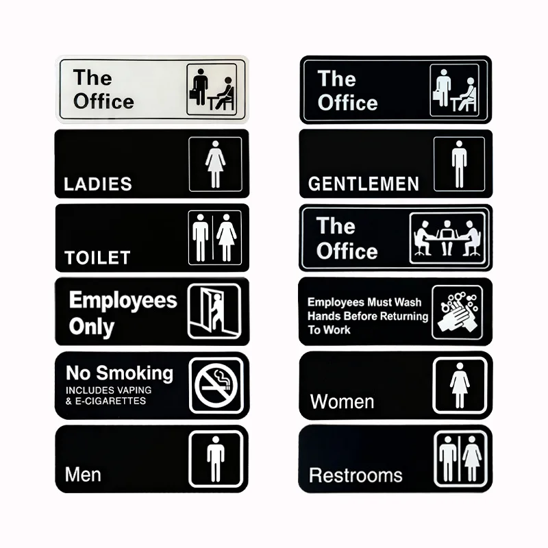230*80mm Acrylic Adhesive Sign Board Simple Office Signboard Men and Women Bathroom Signs WC Public Toilet Guide Sign Index