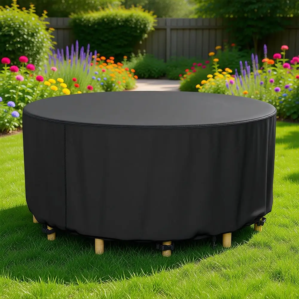 

Водонепроницаемый чехол для круглого садового стола, прочный чехол для садовой мебели, устойчивый к разрывам и УФ-излучению (72 диаметра x 28 высоты)