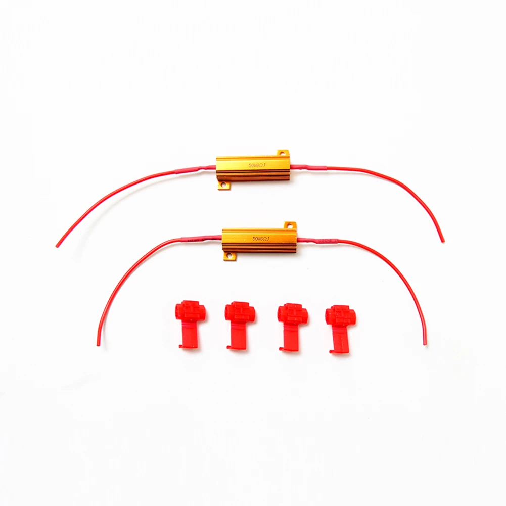 

1 Pair Anti-Flicker Adapter 8ohm 50W Load Resistor Waterproof Anti-Flashing Resistance Decoder for LED Turn Signal Lamp