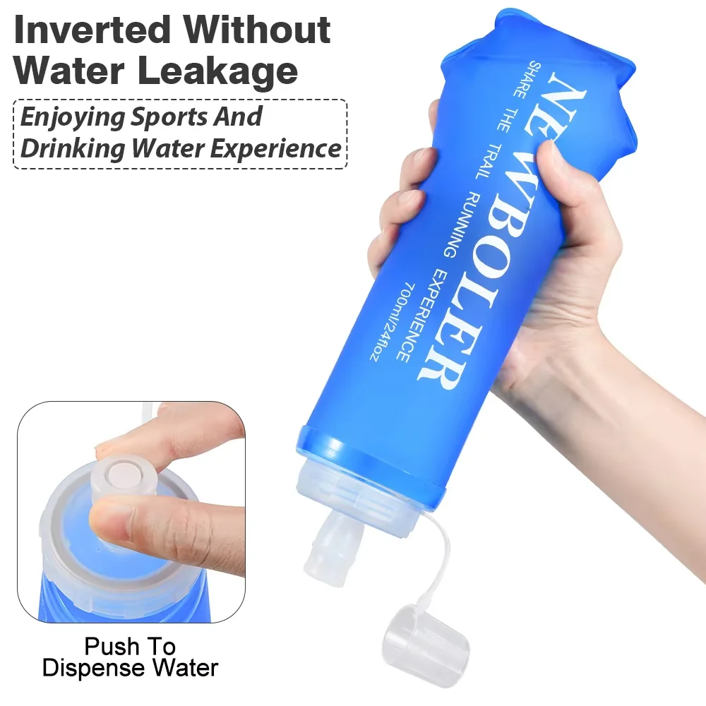 NEWBOLER 300/500/700ML Water Bottle TPU Folding Soft Bottle Outdoor Sport Water Bag Collapsible Water Bottle Running Camping image 4