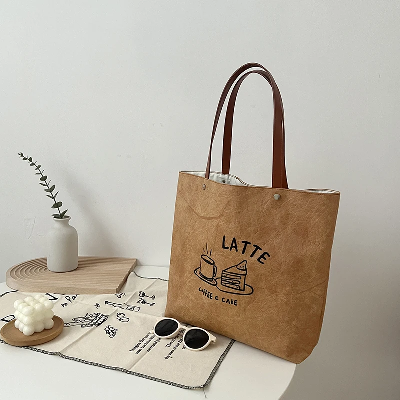 

Youda New Polyester Fabric Shoulder Bag Water-proof Dupont Paper Letter Pattern Handbag Large Casual Capacity Shopper Tote Bags