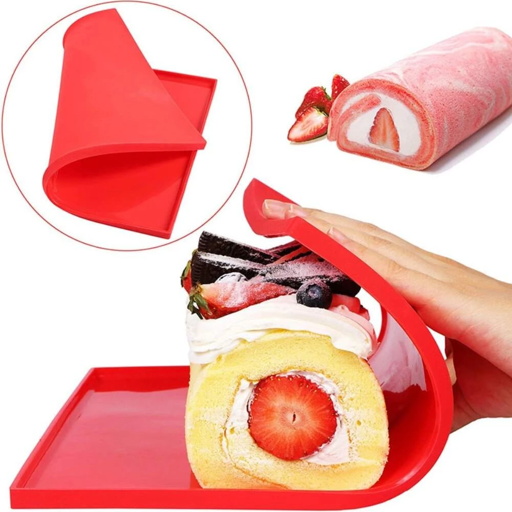 Silicone Oven Mat Cake Roll Swiss Roll Baking Pad Macaron Bakeware Baking Tools Swiss Roll Mat Baking Liner for Pastry Cookie