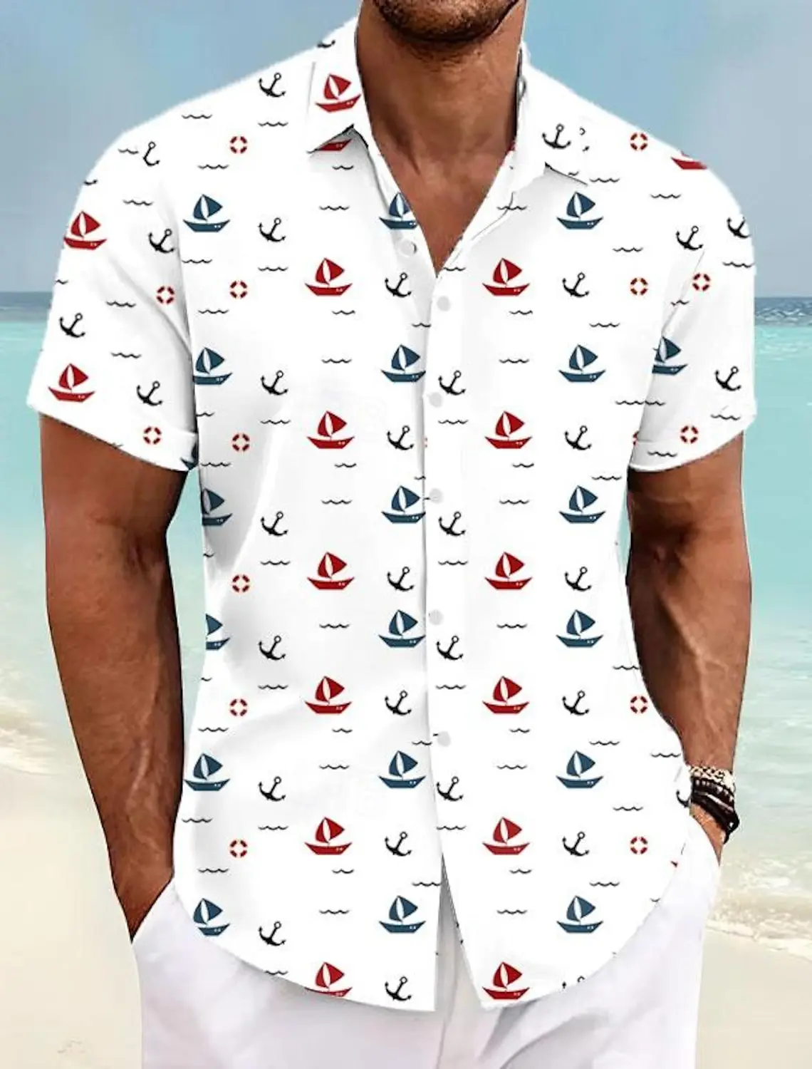 

Men's Shirt Sailboat 3D Print Men's Clothing Oversized Summer New Casual Travel Hawaii Beach Hawaiian Harajuku Holiday Shirt