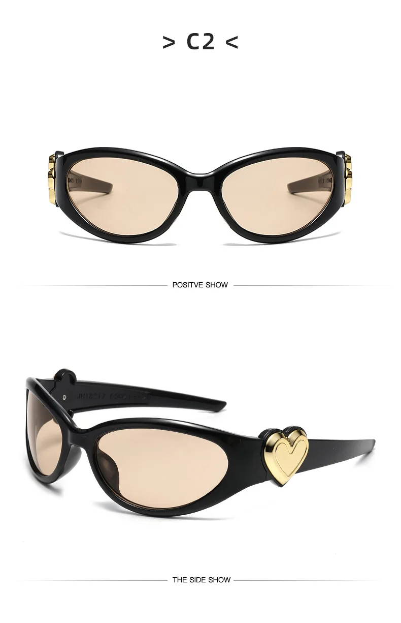 Ovale Y2K-Sonnenbrille für Damen, lustig, Vintage, 2025, Brillen, Damenmode, Persönlichkeit, Sonnenbrille, weiblich, Lentes – Detail 7