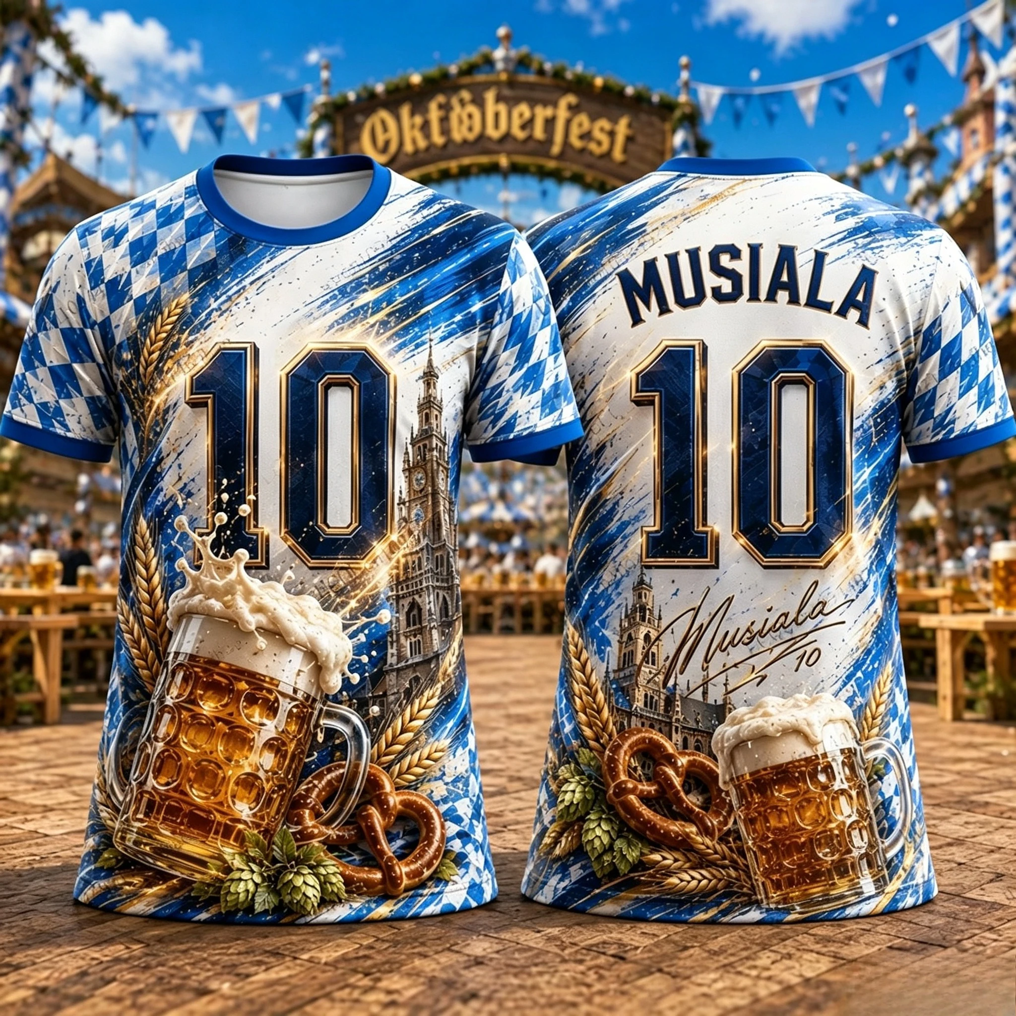 2026 Summer New  Special Musiala #10 Beer Festival Print Football Jersey Men's Sports Training Tees Casual Kids/Adult Top