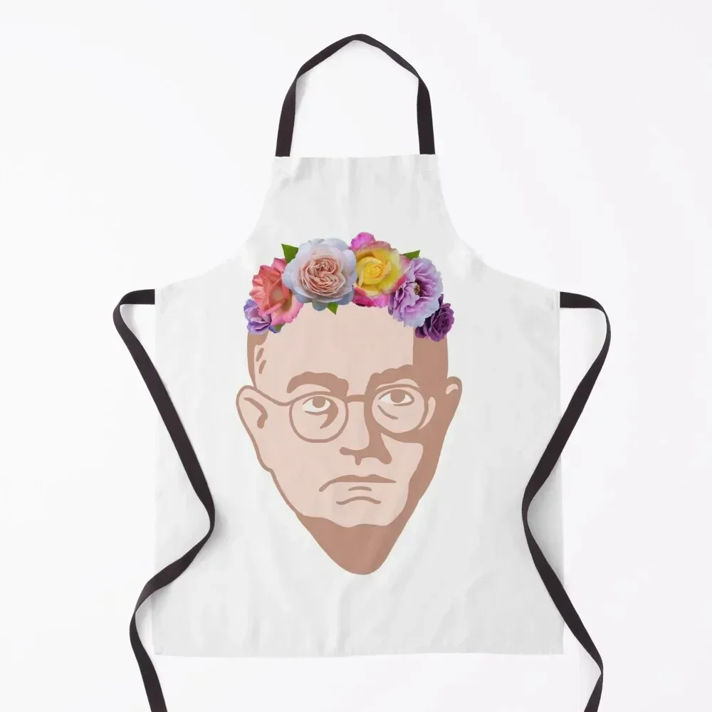 

Theodor Adorno (German Philosopher) - Philosophy Portrait With Flower Crown Apron Ladies Kitchens Woman Apron