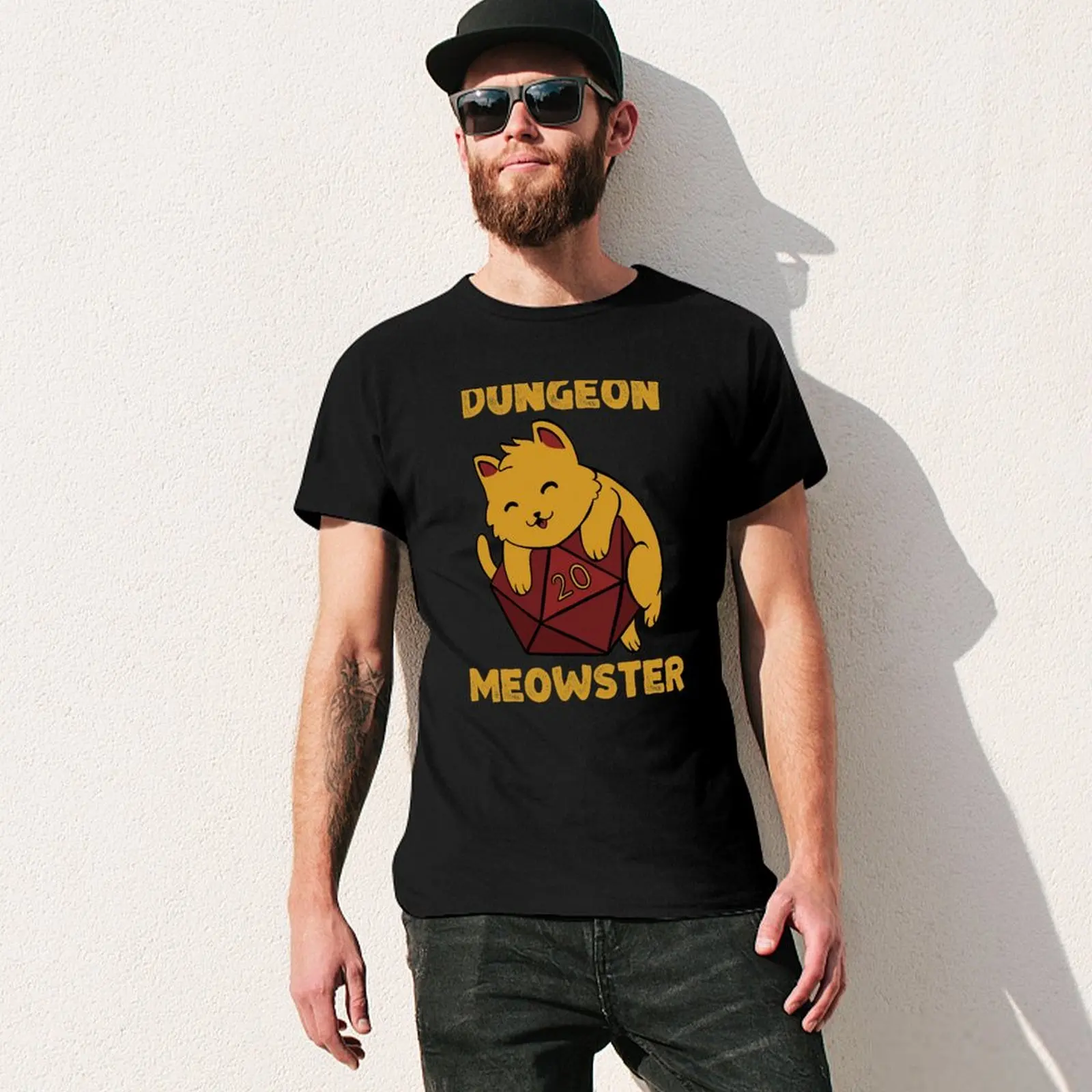 Dungeon Meowster Funny DnD Tabletop Gamer Cat D20 T-Shirt anime t shirts hippie clothes designer shirts men clothings