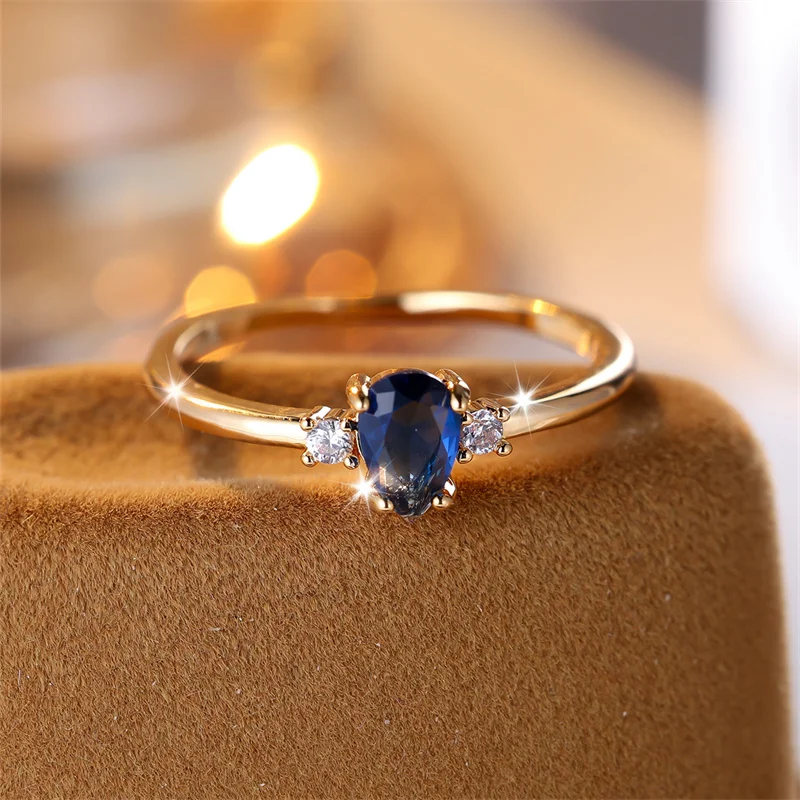 Women's Pear Cut Royal Blue Stone Stacking Ring