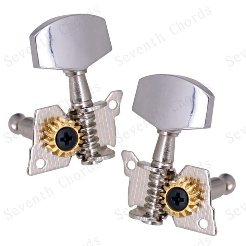 Um conjunto de 6 peças de botão quadrado cromado, engrenagem de abertura, afinadores de guitarra, chave, cabeça de máquina para peças de guitarra acústica