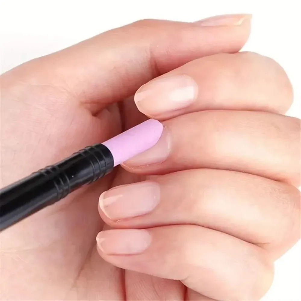 Dual-Ended Quartz Scrub Stick Round Fine Polishing Nail Pusher Pen Reusable Dead Skin Trimmer Nail Care Pen Nail Care Tool