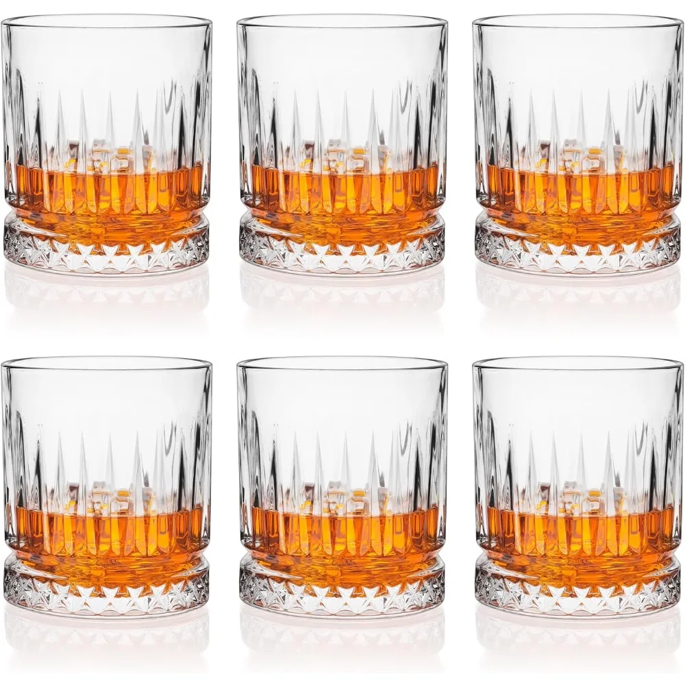 

Whiskey Glasses Set of 6, 11oz Old Fashioned Cocktail Glasses, Lead-free Crystal Scotch Bourbon Glass, Whiskey Tumblers for Scot