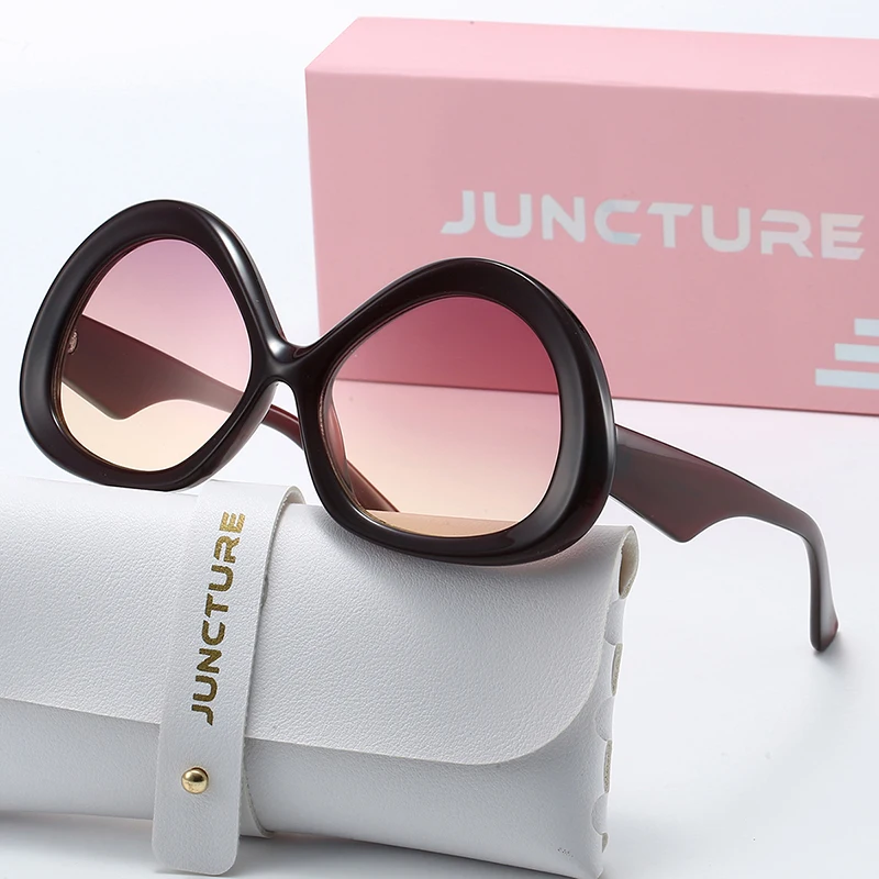 نظارات شمسية نسائية بيضاوية عصرية من JUNCTURE، نظارات شمسية بإطار كبير متدرج للسيدات، هدايا العطلات، نظارات شمسية للنساء