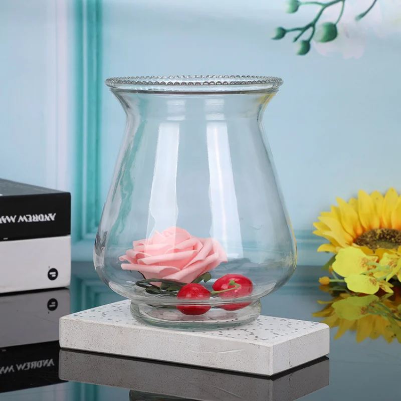 Creative New Style Green Radish Hydroponic Flower Pot Transparent Glass Vase Natural Wood Grain Vase Perforated Bottle