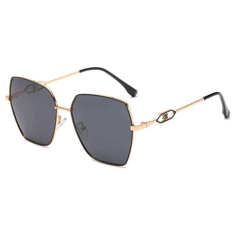 Korean version of elegant women's metal frame polarized sunglasses, fashionable versatile and ultra-light metal sunglasses