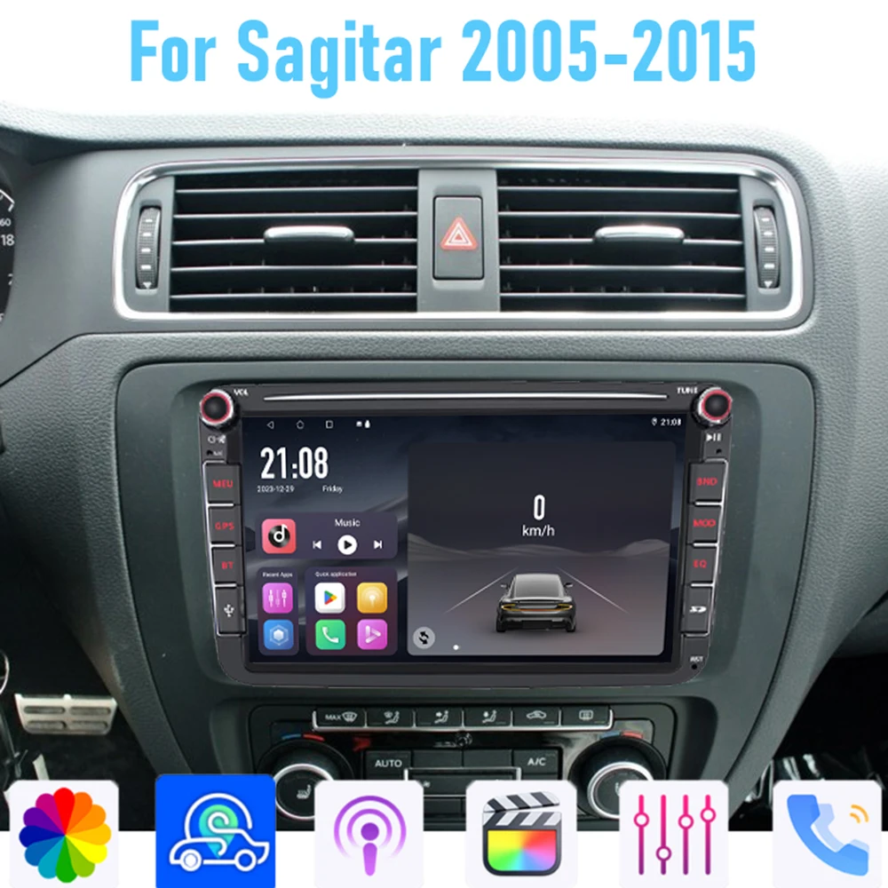 

8" For VW Sayitar 2005-2015 Car Stereo Radio Carplay Android Auto Head Unit WIFI BT GPS Navi Reversing Image Multimedia Player