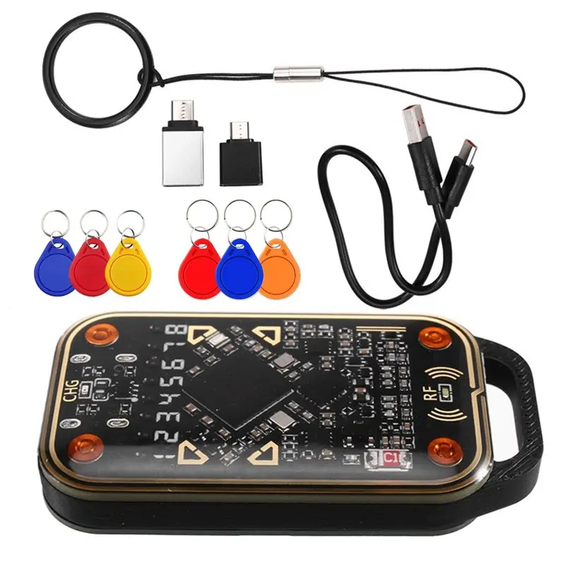 

FULL-Chameleon Ultra V3.0 RFID Smart Card Emulator Reader+ 6PCS UID/CUID Keychain Tags 125Khz 13.56Mhz ID IC Smart Card Copier C