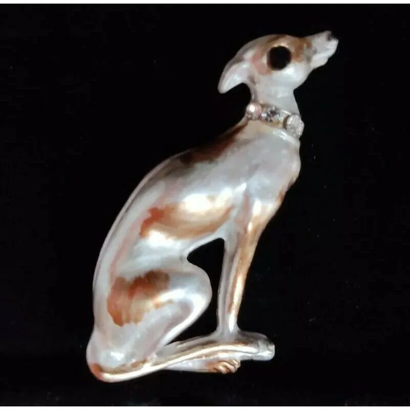 Art Deco Style Greyhound Dog Enamel Brooch Pin Jewellery