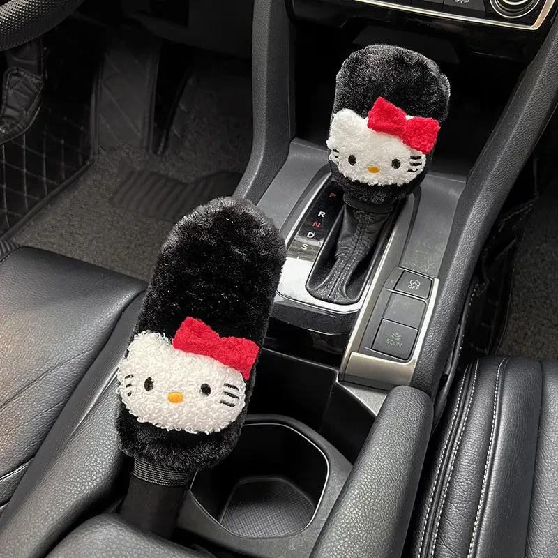 

Kawaii Hello Kitty Car Gear Lever Handbrake Lever Plush Protective Cover Sanrio My Melody Warm Car Decoration Accessories Gifts