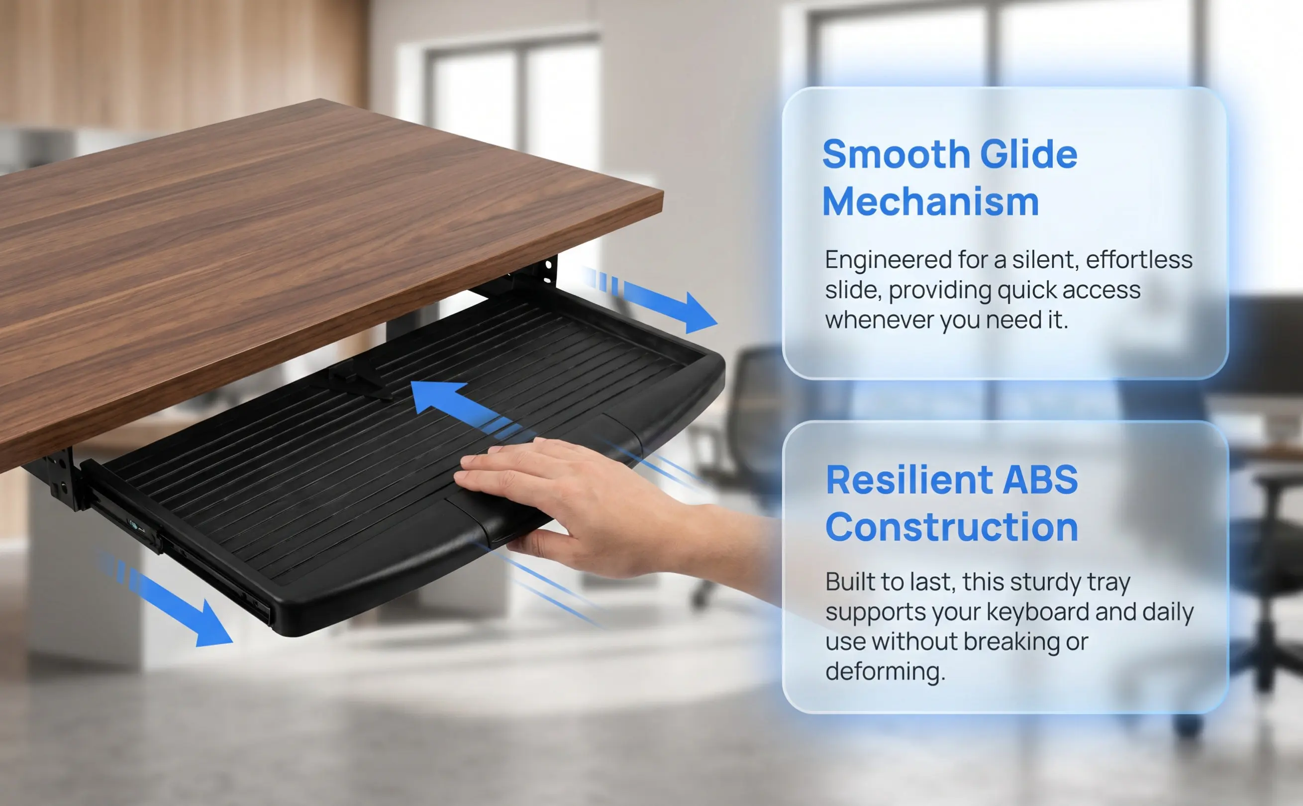 Under Table Keyboard Tray Drawer Type Plastic Metal Office Desk Storage Tray Slide Out Keyboard Mouse Organizer