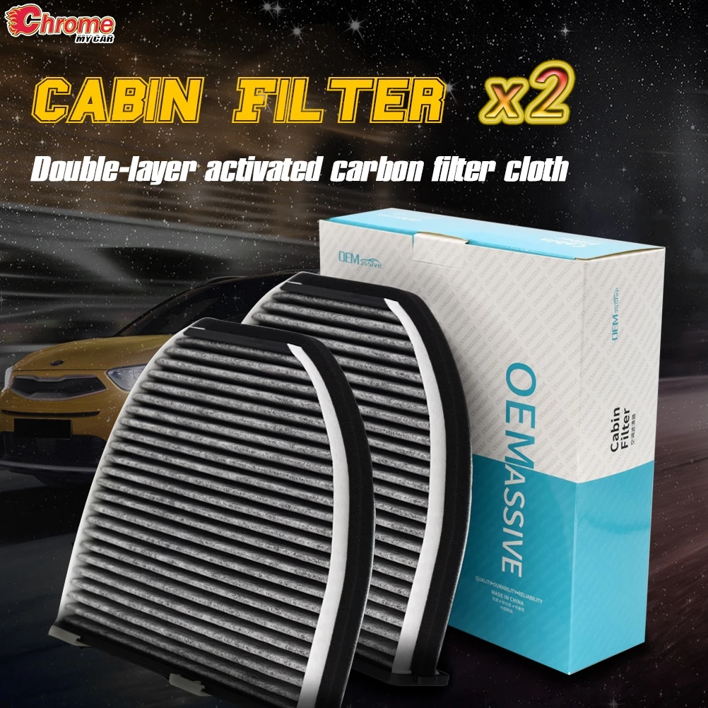 2Pcs For Mercedes-Benz C-CLASS W204 E-CLASS W212 CLS C218 AMG GT C190 Pollen Cabin Air Conditioning Filter 2128300018 2128300218