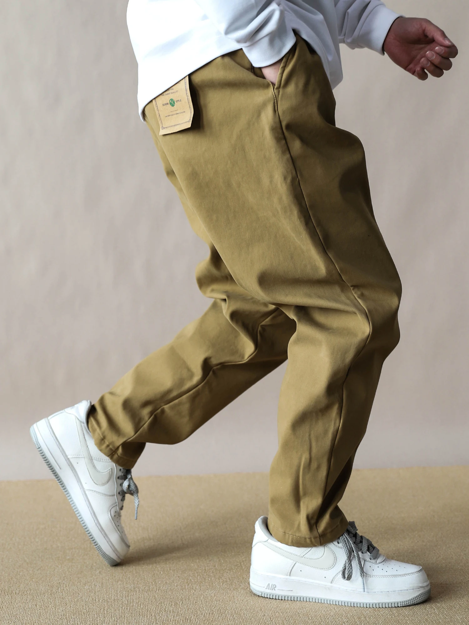 

Мужские повседневные брюки свободного кроя с прямыми штанинами, цвета хаки, утепленные флисом, осенне-зимние, американские большие размеры