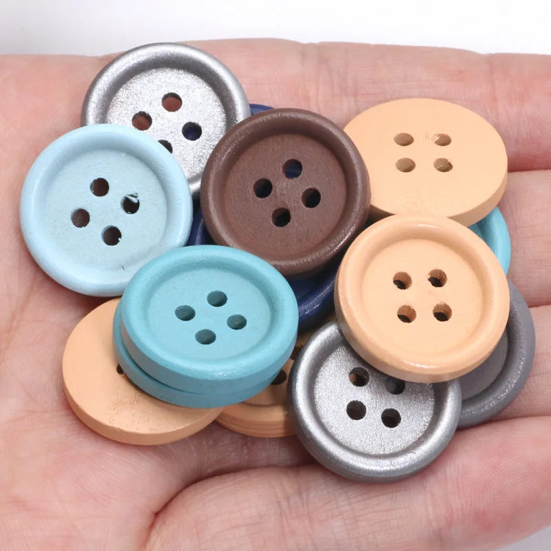 15mm/20mm/25mm 4-Holes Morandi Color Nature Wooden Buttons For Craft Sewing Button Scrapbook DIY Home Decoration Accessories