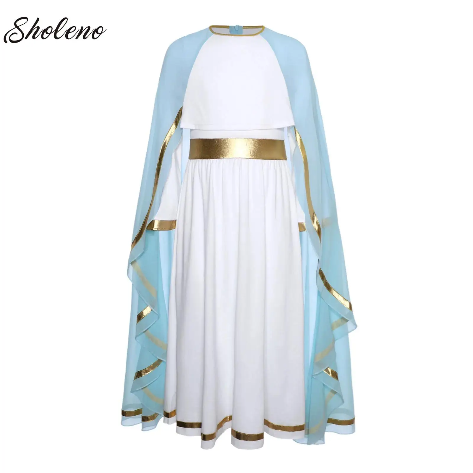 

Kids Ancient Greek Toga Goddesses Costumes Halloween Party Sleeveless Ruffled Dress Toga Greece Roman Queen Cosplay Clothes