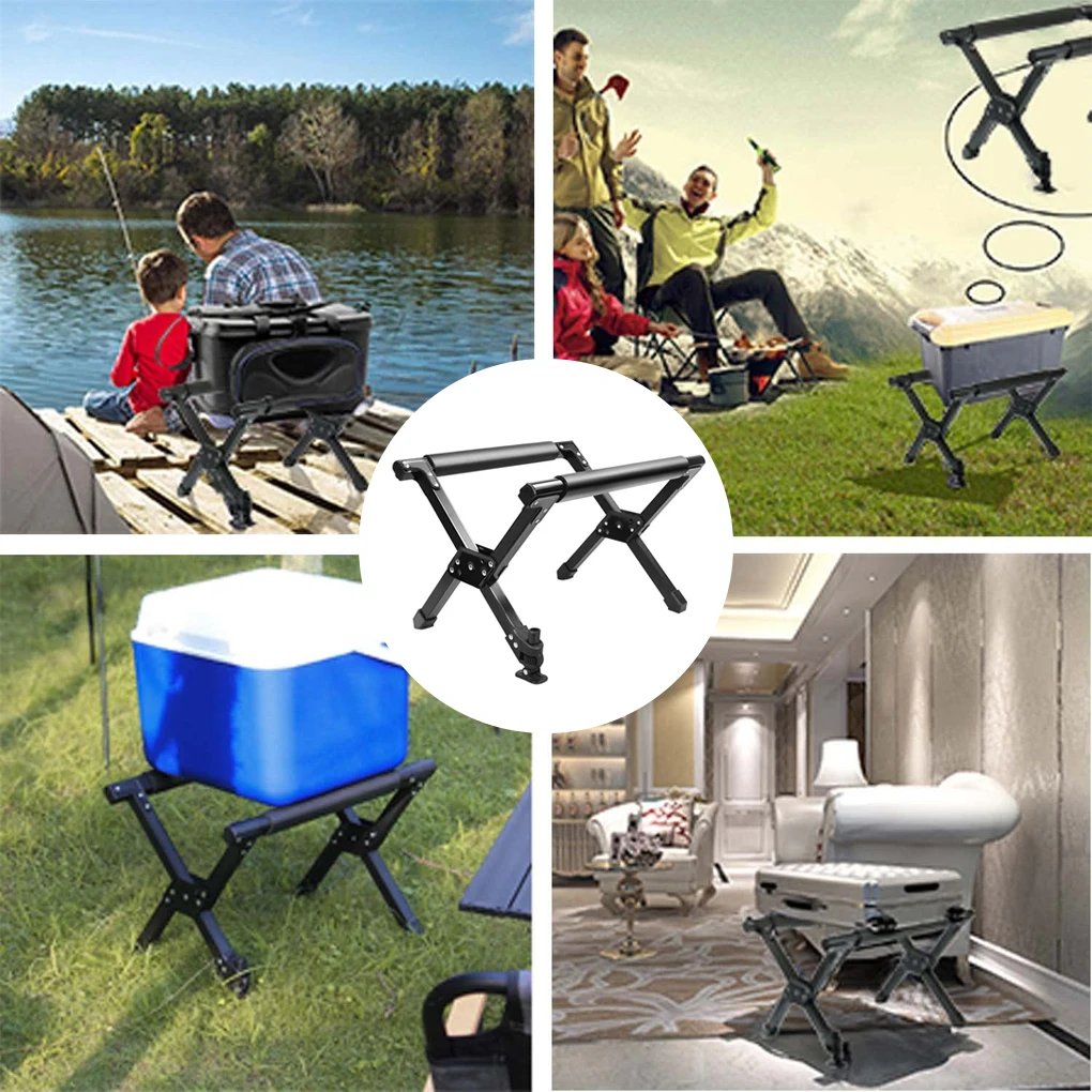 Outdoor Ice Box Holder Foldable Picnic Camping Cooler Stand Aluminum Alloy Portable Fishing Bucket Bracket with Storage Bag