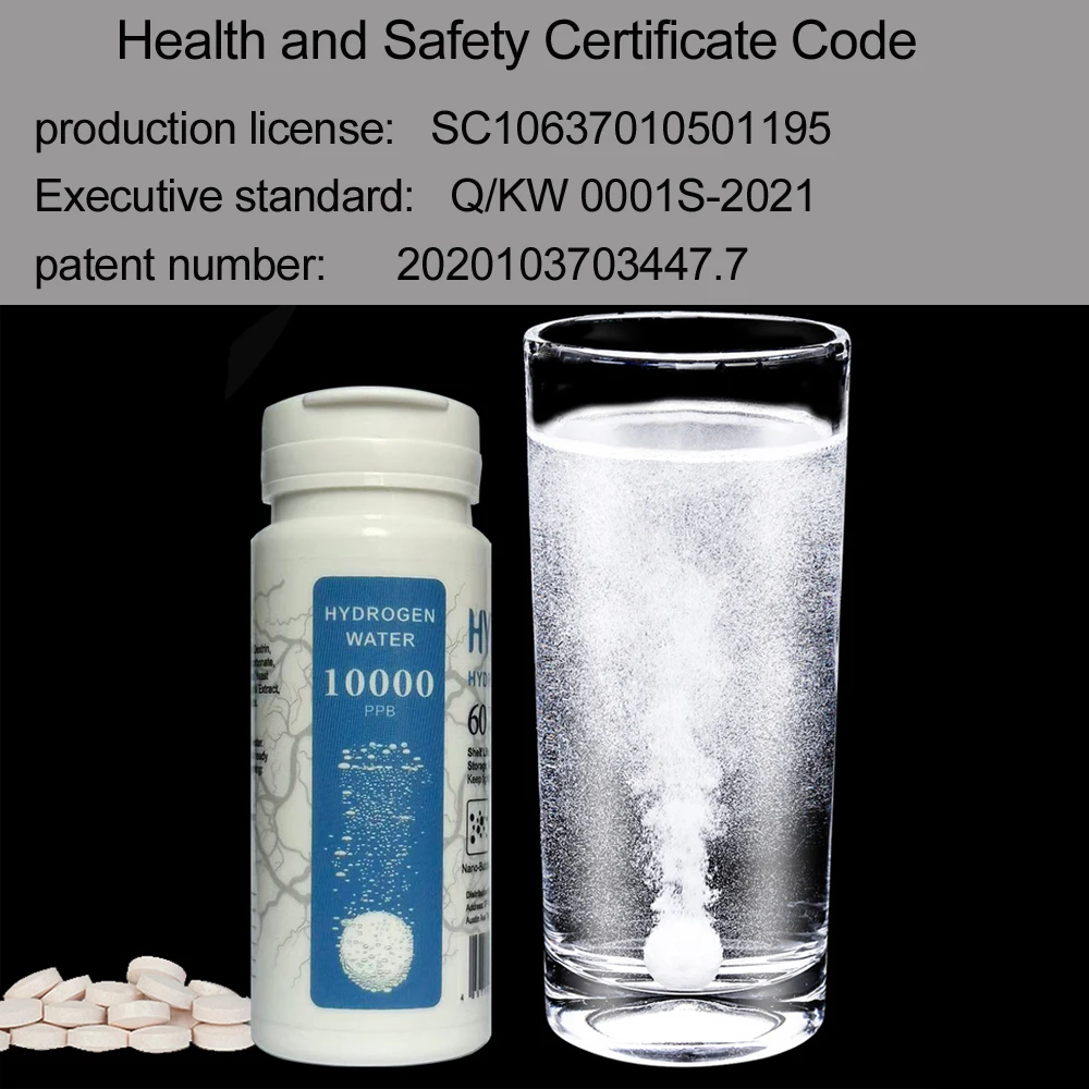 Картина 7: H2NANO Alkaline Anti-Aging Rich Hydrogen Water H2 Effervescent Tablet 10000PPB Can Improve Taste 60 Tablets