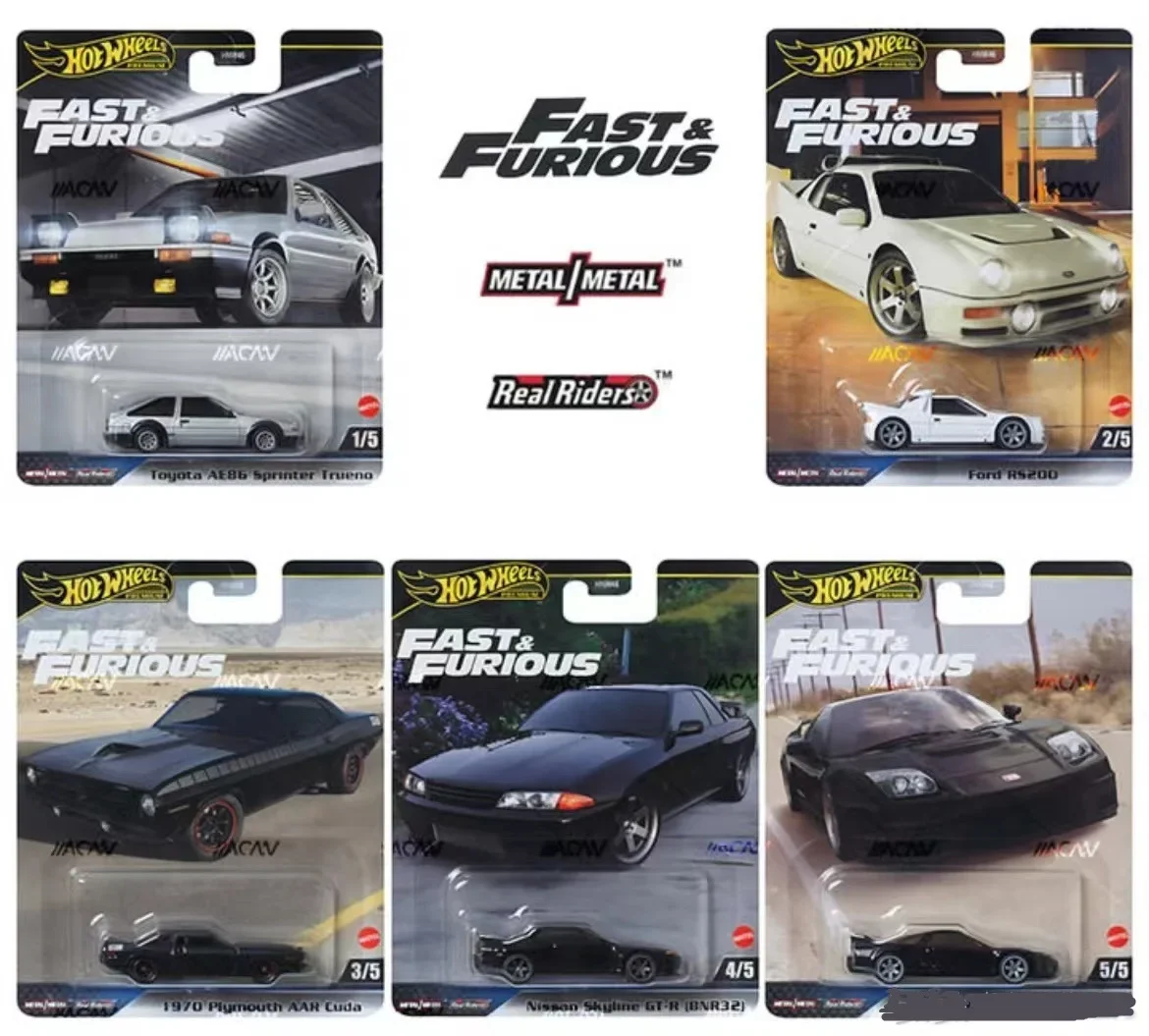 Original Hot Wheels Premium Car Fast & Furious Toys for Boys 1/64 Diecast  Toyota AE86 Sprinter Trueno Ford RS200 Plymouth Cuda