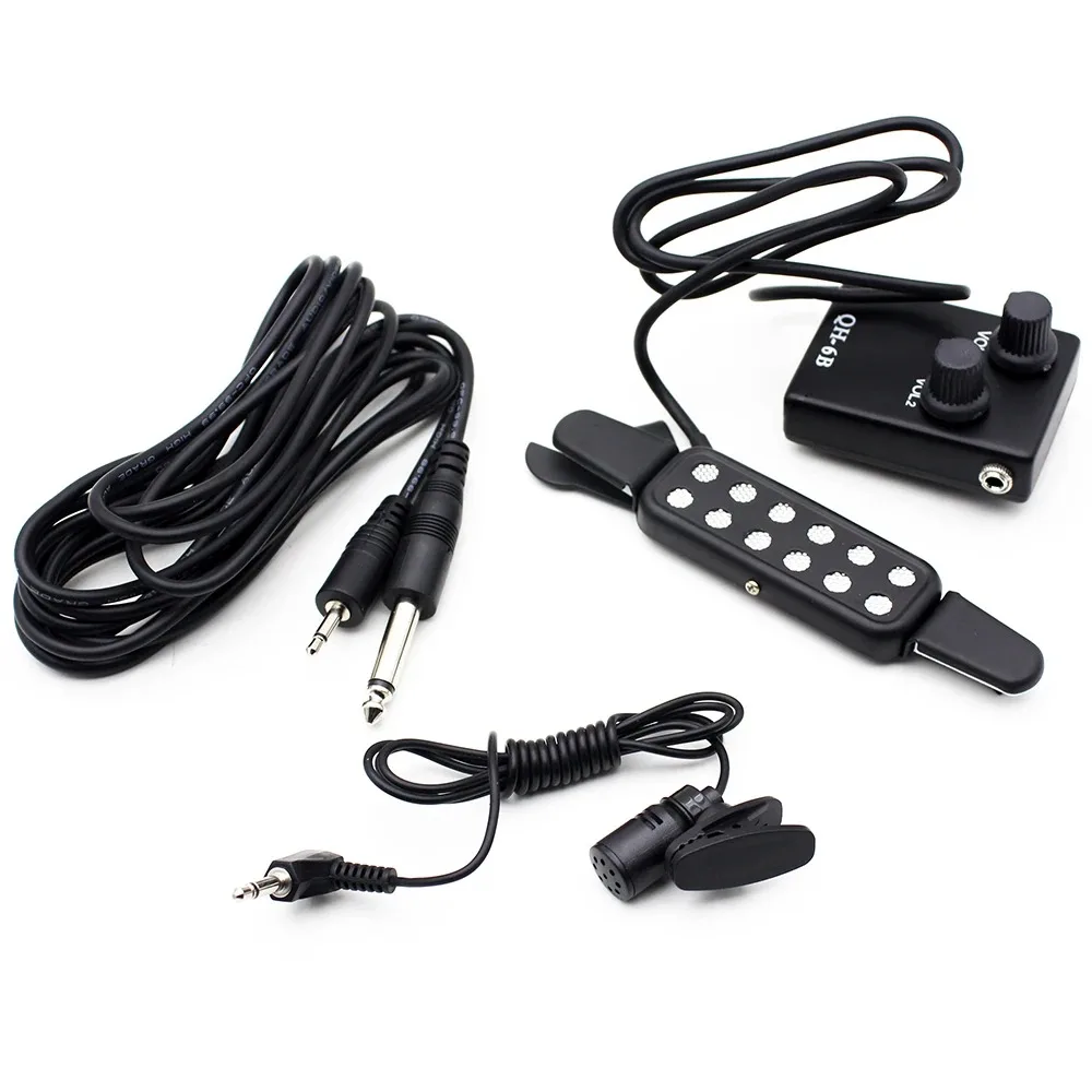 Acoustic Guitar Sound Hole Pickup 12-hole Magnetic Transducer With Tone Volume Controller Audio Cable Microphone Guitar Parts