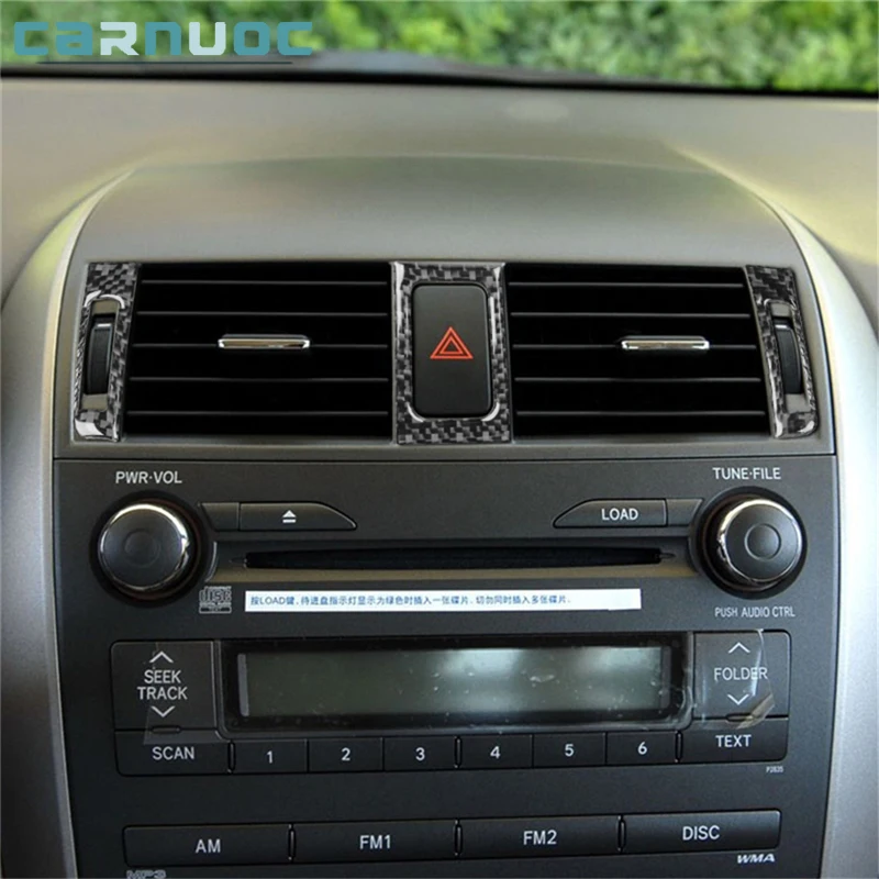 For Toyota Corolla 2006 2007 2008 2009 2010 2011 2012 Car Interior Accessories Carbon Fiber Center Air Vent Stickers Frame Trim