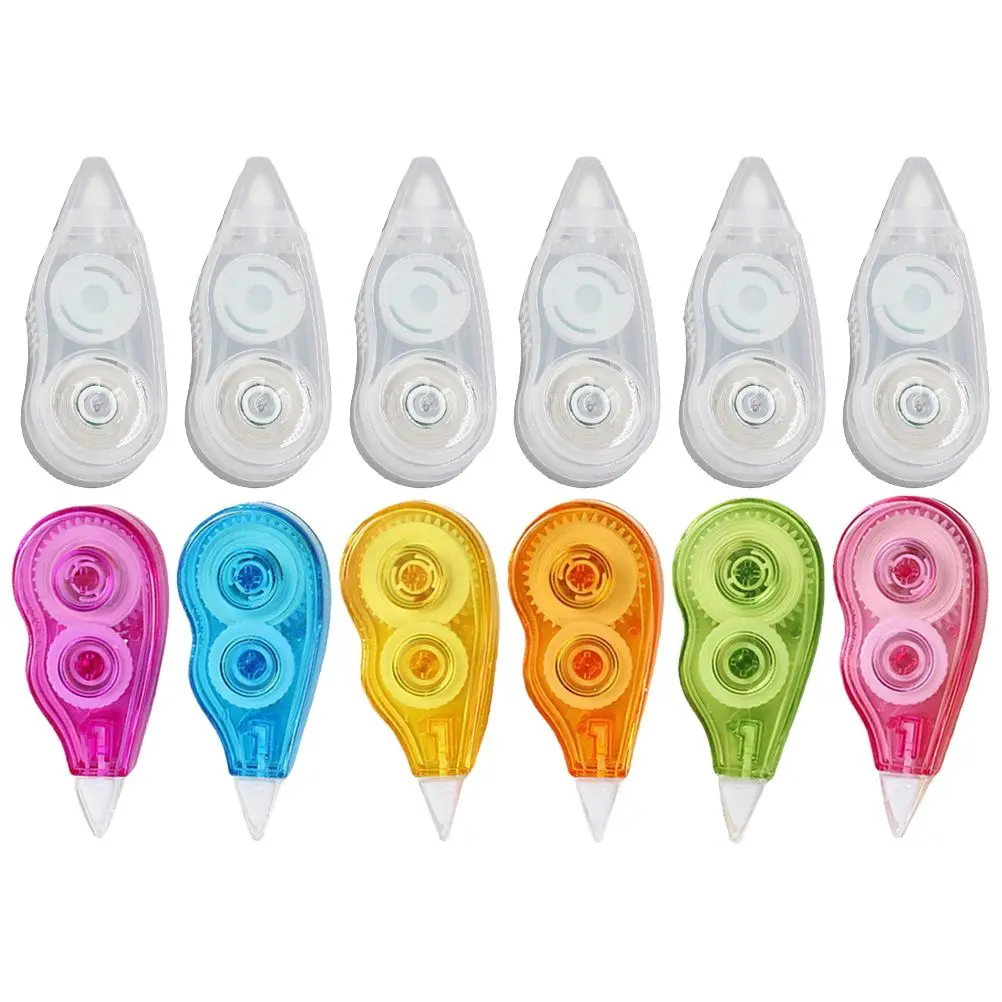 

6Pcs Correction Tape Compact Plastic Eraser Safe Paper Books Documents School Supplies Students Kids Portable Practical