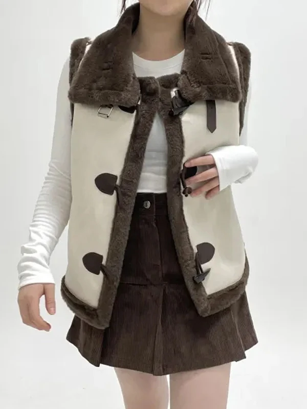 

Корейский Sle Thiened Lamb Fur Jaet, женское зимнее новое поступление, верхняя одежда с пуговицами, жилет