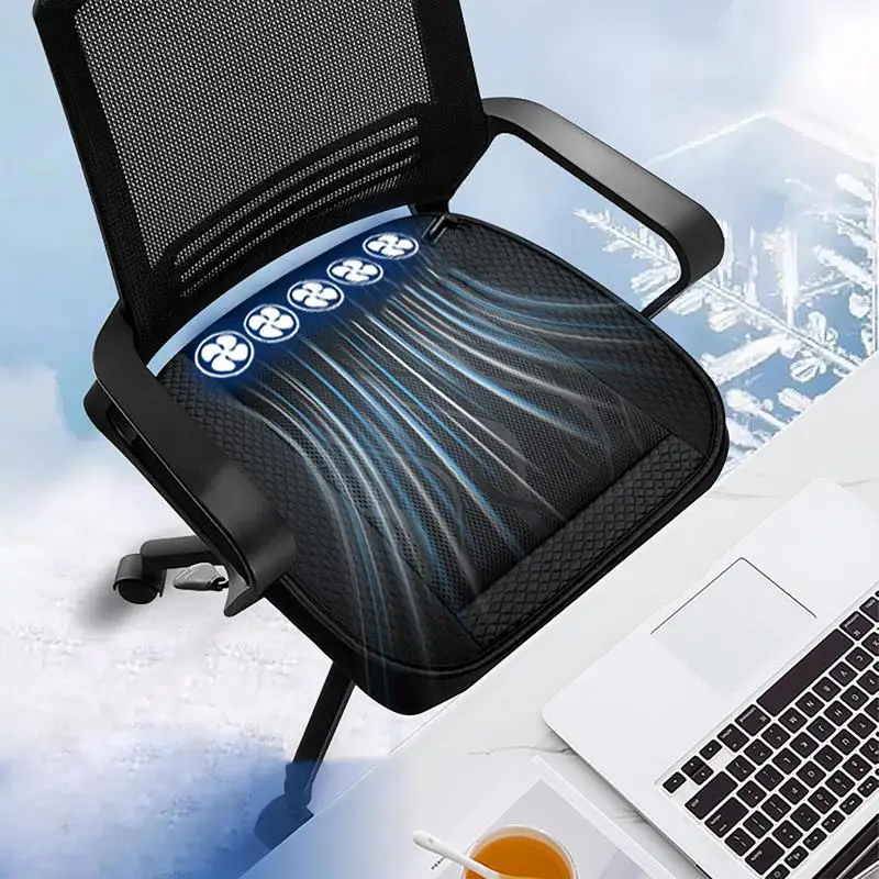 Summer Automotive Seat Cushion USB Charging Chair Cushion High-Speed Rotation Air Circulation Cooling Pad Cooling Seat Cushion