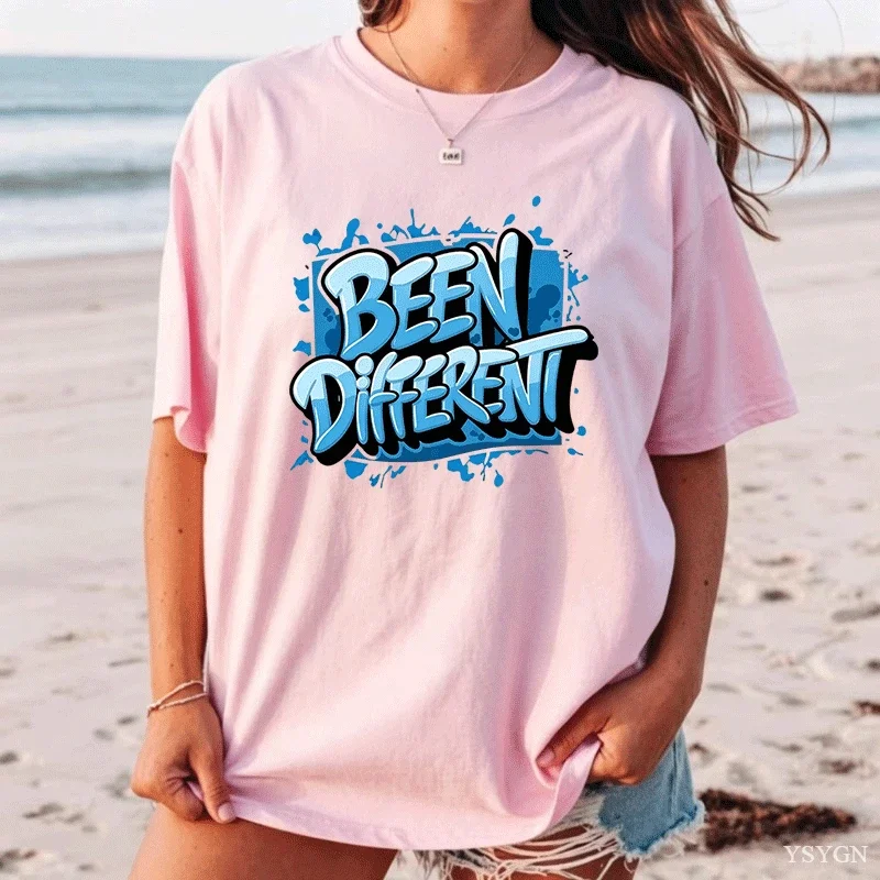 Been Different Blue Graffiti Splash Letter Print T Shirt Women Hip Hop Inspirational Graphic Tee Ladies Short Sleeve Casual Tops