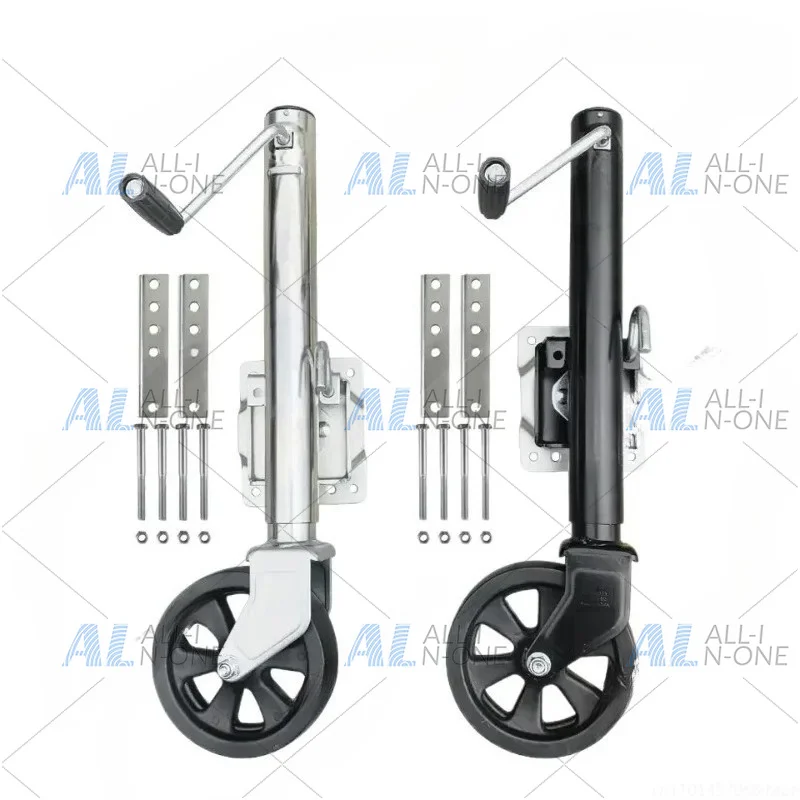 8 Inch Solid Wheel Sidewind Round Swivel Trailer Jack With Bolt On Capacity 675KG Jockey Wheel Boat RV Parts Accessories