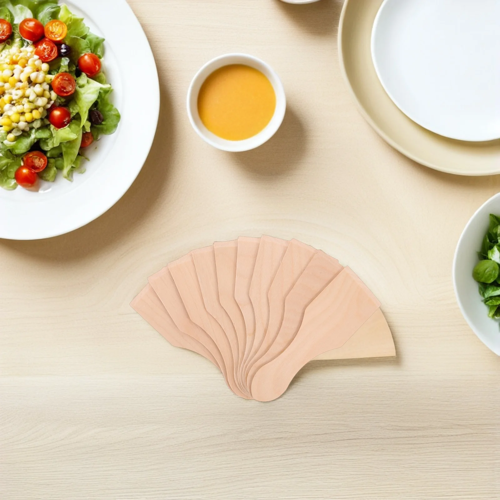 10個入り 子供用ミニ木製スパチュラセット キッズクッキングごっこ遊び用 お餅ターナー 小さな木製調理器具 キッチンツール