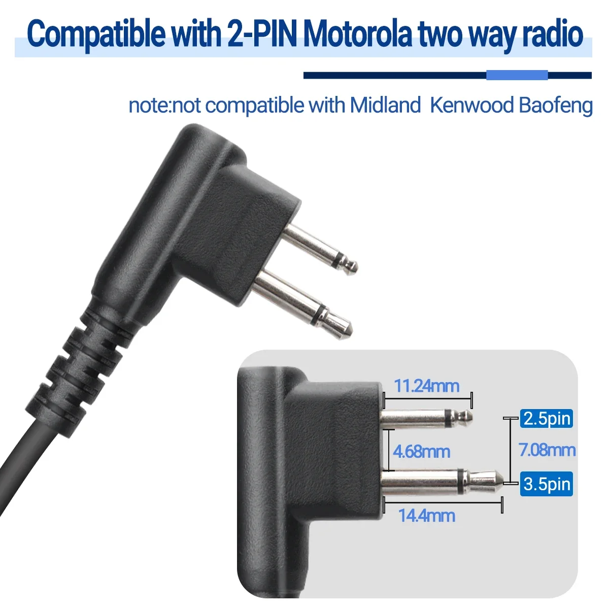 Écouteur à percussion en forme de C pour Motorola Walperforated Talkie, radio bidirectionnelle, gestion de la sécurité publique, HKLN4604, CP200, GP2000, PTT