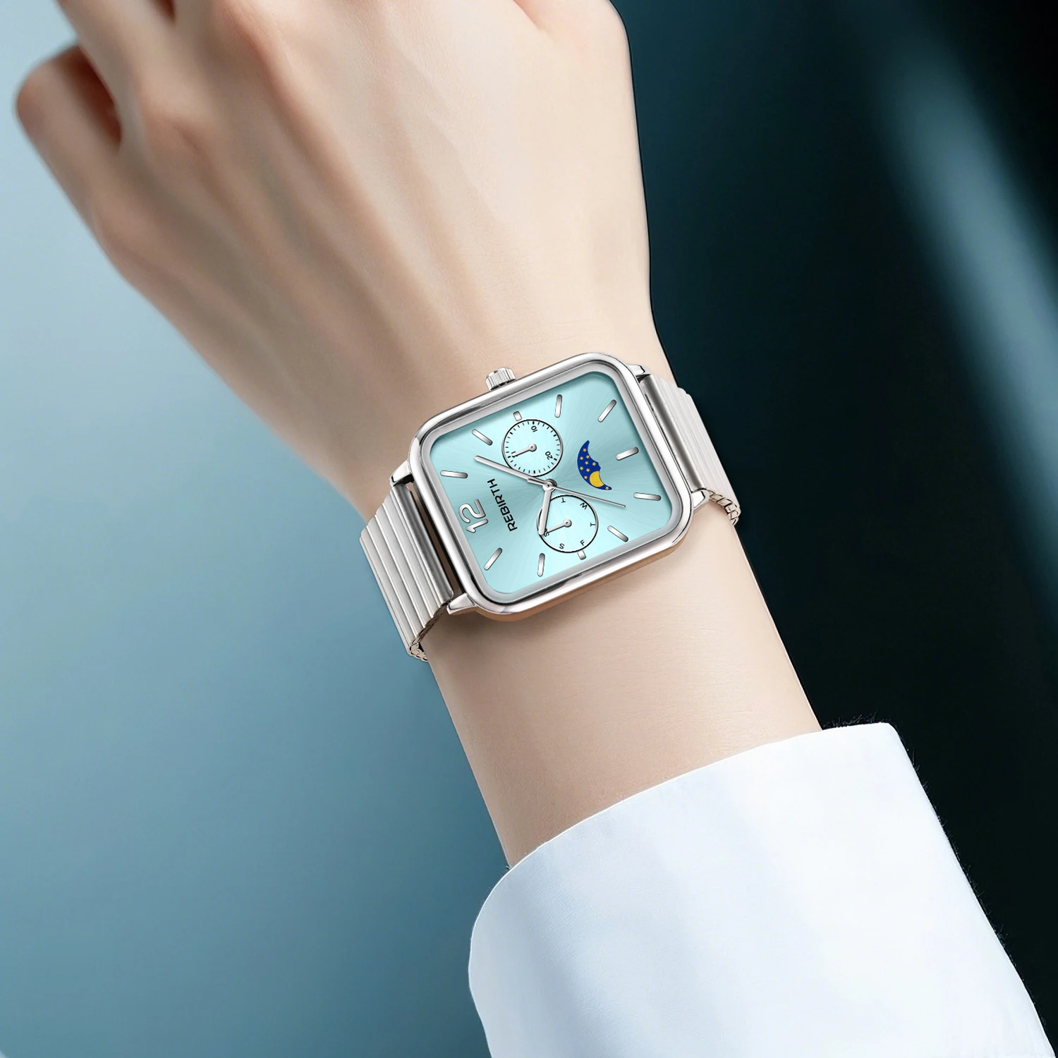 ساعة كوارتز بسيطة بحزام من الفولاذ المقاوم للصدأ مربعة عصرية للجنسين مناسبة للارتداء اليومي