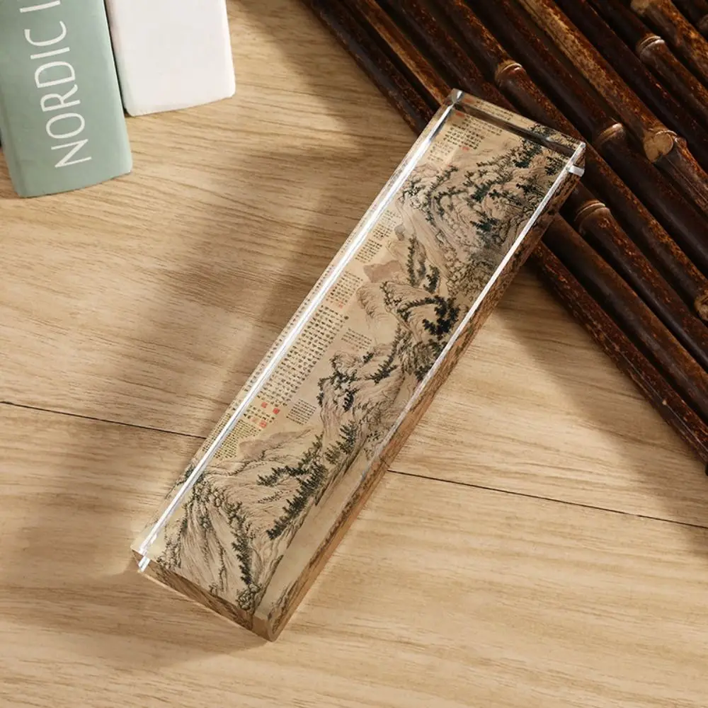 Heavy Enough Clear Crystal Paperweight Rectangle Smooth Surface Writing Town Ruler Pressing Paper Flat Desktop Ornament