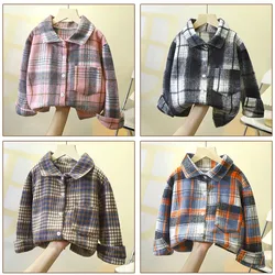 Camicia a quadri in cotone per bambini giacca per ragazzi e ragazze camicia Casual capispalla vestiti per bambini autunno manica lunga con bottoni Cardigan giacca cappotto