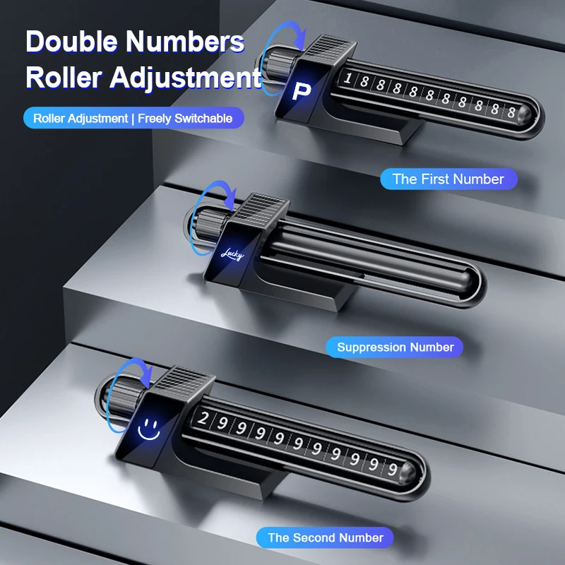 Solar Energy Magnetic Car Phone Card Temporary Parking Night Visibility Light Emergency Contact Info Display Dashboard Accessory