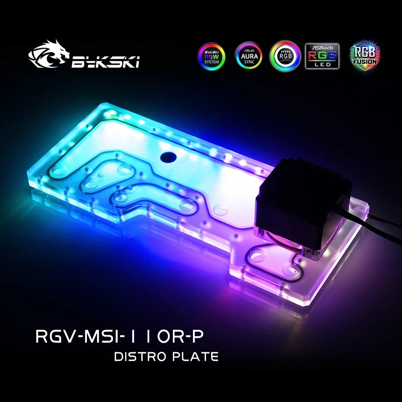 BYKSKI Acryltank für MSI MPG GUNGNIR 110R Computergehäuse / 3PIN 5V D-RGB / Combo DDC Pumpe Kühlwasserkanallösung