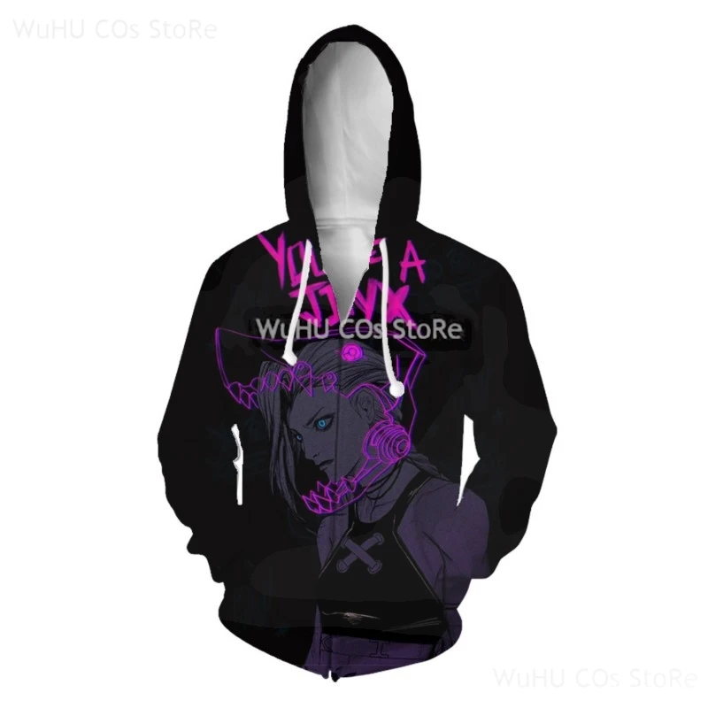 Arcane Hoodie LoL Vi Cosplay Hoodie 3D Printed Hooded Hoodies Sweatshirt Men Women 3D League of Legends Jinx Cosplay Costume