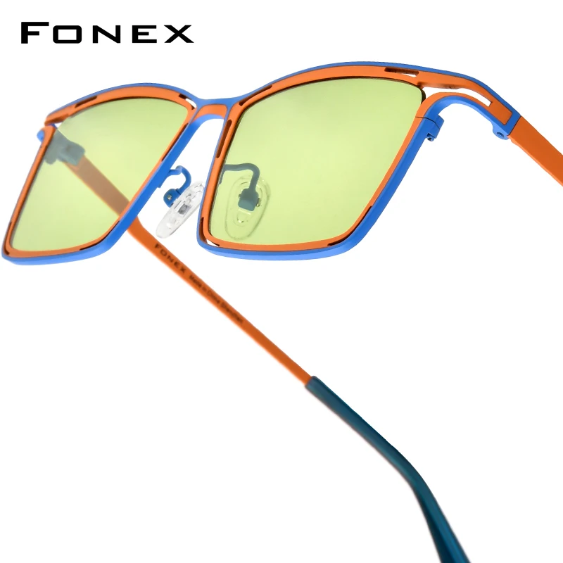 FONEX Titanium Sunglasses Women New in Trendy Brand Design Polarized Sun Glasses High Quality Japanese Square Shades 85804