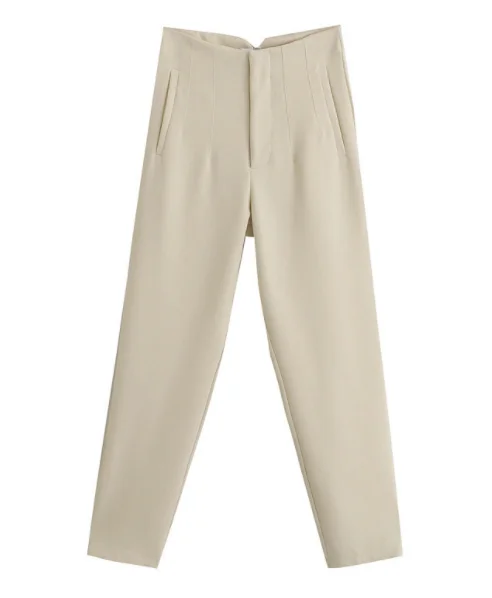 TRAF Fashion Office Wear pantaloni a vita alta per donna pantaloni formali abiti da ufficio pantaloni a matita pantaloni da donna bianchi rosa neri