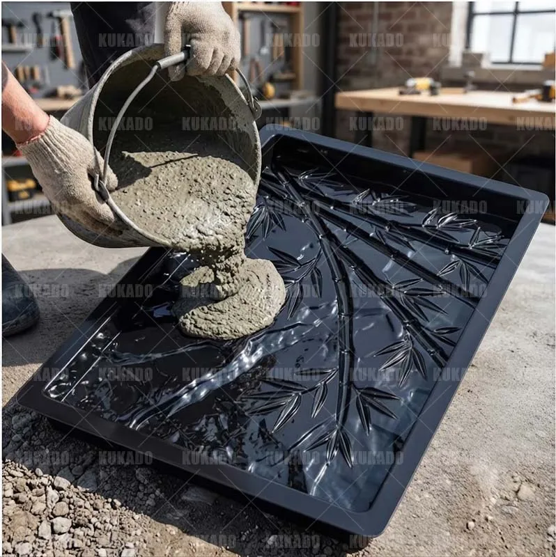 Bamboo Patterned 60x40x5cm Courtyard Floor Tile Mold Cement Brick Mold for Garden Walkway Paving Step Stone Imitation Stone B view 5